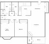 2 bedroom 1 and a half bath floor plan drawing